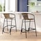Flash Furniture Lila  Commercial Grade Indoor-Outdoor PE Rattan Restaurant Barstool with Black Aluminum Frame and Footrest in Medium Brown, PK2 2-SDA-AD632032R-DK-BN-GG - alternate 5